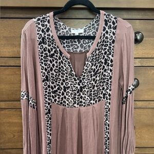 Umgee Mauve Leopard Print Tunic